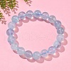 Natural Aquamarine Round Bead Stretch Bracelets for Men Women BJEW-U034-01B-01-2