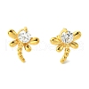 PVD Vacuum Plating 304 Stainless Steel Cubic Zirconia Stud Earrings for Women EJEW-L284-14G-1