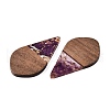 Transparent Resin and Walnut Wood Pendants RESI-T057-06H-3