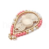 Easter Theme Glass Seed Beaded Teardrop with Rabbit Pendants PALLOY-MZ00580-05-4