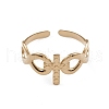 Ion Plating(IP) 304 Stainless Steel Cross & Infinity Open Cuff Rings for Women RJEW-G285-11G-2
