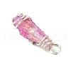 2Pcs Electroplated Natural Quartz Crystal Dyed Copper Wire Wrapped Pendants PALLOY-JF03170-02-5