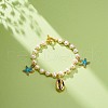 Natural Shell & Alloy Enamel Starfish Charms Bracelet BJEW-JB08636-2