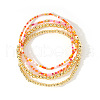 4Pcs 4 Styles Glass Seed Cylinder Beads Stretch Bracelet & Brass Round Beads Stretch Bracelet Set BP7471-4-2