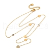 304 Stainless Steel Crystal Rhinestone Heart Lariat Necklaces NJEW-R026-10G-4
