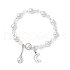 Shell Pearl & Glass Round Beaded Bracelets BJEW-JB11857-02-2