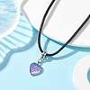 Heart with Fish Scale Shape 304 Stainless Steel with Resin Pendant Necklaces NJEW-JN04571-01-4