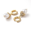 ABS Imitation Pearls Drop Dangle Hoop Earrings with Clear Cubic Zirconia EJEW-F288-02-3