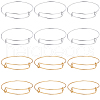 SUNNYCLUE 12Pcs 2 Colors Steel Adjustable Bangle Making AJEW-SC0002-97-1