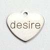 Non-Tarnish 201 Stainless Steel Heart Pendants STAS-L165-C03-1