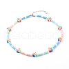 Polymer Clay Heishi Beaded Necklaces NJEW-JN03437-1