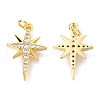 Brass Micro Pave Clear Cubic Zirconia Pendants ZIRC-O036-38G-2