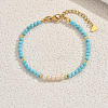 Synthetic Turquoise & Natural Freshwater Shell Round Beaded Bracelets for Women SF1849-3
