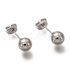 304 Stainless Steel Ball Stud Earrings EJEW-L254-01F-P-1