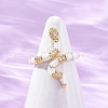 Brass Micro Pave Clear Cubic Zirconia Cuff Rings for Women RJEW-U047-39G-04-2