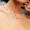 Bohemian Beach Vacation Brass Enamel Sunflower Handmade Link Chain Necklaces Women's Date Gift HM4276-3
