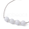 Round Natural Chalcedony Imitation Aquamarine Beaded Necklace & Bracelet & Dangle Earring Sets SJEW-JS01336-4