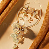 Flower Alloy Crystal Rhinestone Pendant Necklace & Stud Dangle Earring Sets FS-WG8D6F6-01-1