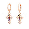 Cross Brass Micro Pave Cubic Zirconia Dangle Leverback Earrings EJEW-N058-17B-G-2
