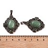 Natural Green Aventurine Rhombus Pendants G-K363-02R-01-2