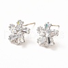 Brass Micro Pave Clear Cubic Zirconia Stud Earring Findings ZIRC-K087-19P-1