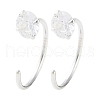 999 Fine Silver Micro Pave Clear Cubic Zirconia Pull Through Earrings EJEW-P296-28E-S-1