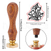 Golden Tone Wax Seal Brass Stamps with Wood Handles AJEW-WH20032-005-2