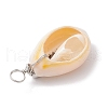 Natural Cowrie Shell & Alloy Sea Animals Pendants PALLOY-JF03751-06-4