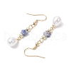 Flower with Teardrop 304 Stainless Steel ABS Plastic Imitation Pearl Dangle Earrings EJEW-JE06419-5