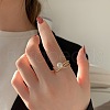 Criss Cross Brass Micro Pave Clear Cubic Zirconia with Plastic Imitation Pearl Cuff Rings FS-WG6C634-01-1-3