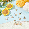 10Pcs 10 Style Flower with Number Wood Pendant Locking Stitch Markers HJEW-AB00644-4