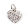 Brass Micro Pave Clear Cubic Zirconia Heart Charms ZIRC-F132-59P-1