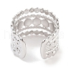 Non-Tarnish 304 Stainless Steel Flower Open Cuff Rings RJEW-K273-13P-3