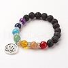 Gemstone Bead Charm Bracelets BJEW-JB02600-03-1