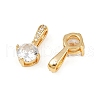 Brass Micro Pave Clear Cubic Zirconia Charms KK-B137-21G-02-2
