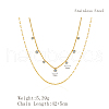 Light Luxury Stainless Steel Pave Clear Cubic Zirconia Flat Round Tassel Double Layer Necklaces for Women Daily Wear HJ1929-2-2