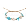 2Pcs 2 Colors Synthetic Turquoise & Magnesite Beads Braided Bracelets BJEW-TA00624-3