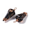 Natural Obsidian Copper Wire Wrapped Big Pendants G-B073-02RG-10-3