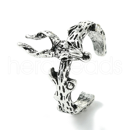 Deer Alloy Open Rings for Women RJEW-K275-44AS-1