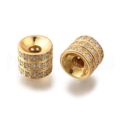 925 Sterling Silver Micro Pave Clear Cubic Zirconia Beads STER-F061-03B-G-1