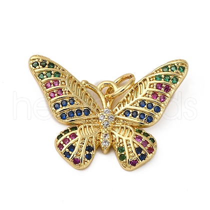 Brass Micro Pave Cubic Zirconia Pendants KK-P308-37G-1