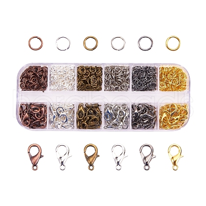 Alloy Lobster Claw Clasps and Iron Open Jump Rings FIND-YW0001-09A-1