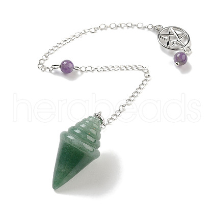 Natural Green Aventurine Pointed Dowsing Pendulums G-K338-13P-02-1