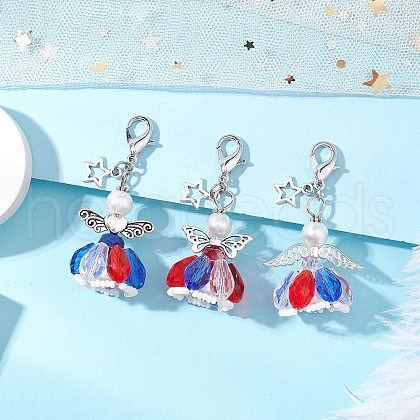 3Pcs Angel Glass Beaded Pendant Decorations HJEW-MZ00201-1
