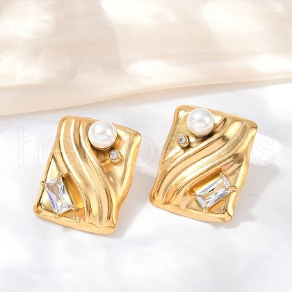 304 Stainless Steel Cubic Zirconia Stud Earrings EJEW-Z110-03G-02-1