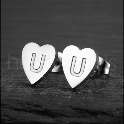 Heart 201 Stainless Steel Stud Earrings WGB8201-16-1