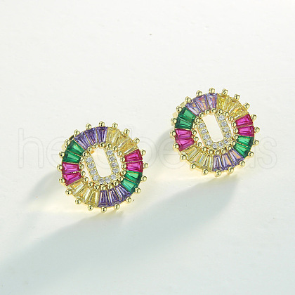 Brass Colorful Cubic Zirconia Stud Earrings WG39B88-21-1