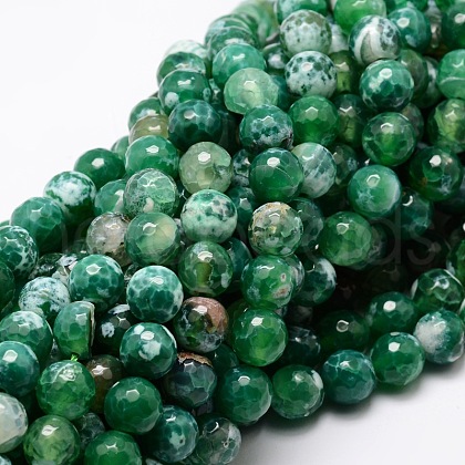 Dyed Natural Fire Crackle Agate Faceted Round Beads Strands G-E320C-12mm-01-1