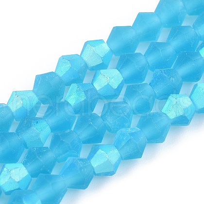 Imitate Austrian Crystal Bicone Frosted Glass Beads Strands EGLA-A039-T6mm-MB19-1