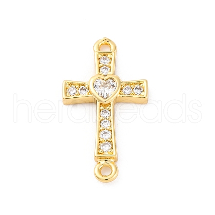 Brass Micro Pave Cubic Zirconia Connector Charms KK-S510-16G-1